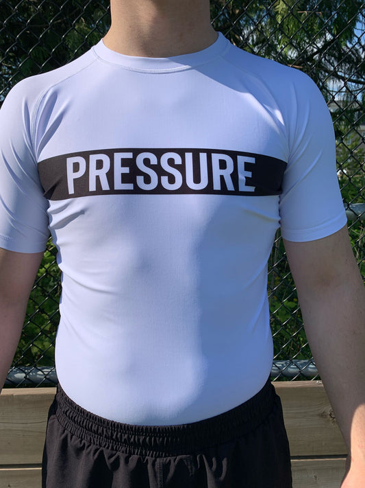 "Pressure" Short Sleeve Rashguard White
